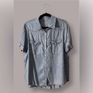 Jane and Delancey Denim Blue Button-Up Blouse